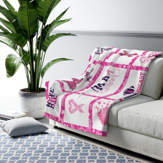 Sherpa Blanket | Brave And Strong Breast Cancer Awareness-Throw Blankets-TD Gift Solutions.com