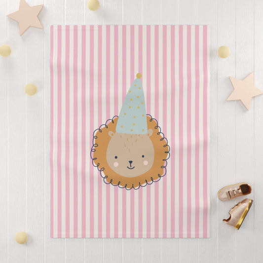 Girls Blanket Pink Striped Lion, Baby Girl Toddler Binkie | Pippa + June
