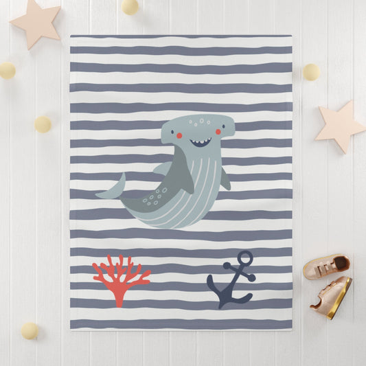 Boys Blanket Nautical Ocean Shark, Baby Toddler Binkie | Pippa + June