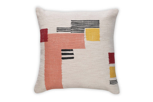 Casa Amarosa Rani Handwoven Patch Pillow, Pink - 18x18 Inch CUSHIONS Casa Amarosa