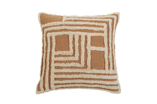 Casa Amarosa Rekha Cross Tufted Pillow, Clay- 18x18 Inch CUSHIONS Casa Amarosa