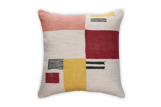 Casa Amarosa Rekha Handwoven Geometric Pillow, Pink & Wine- 18x18 Inch CUSHIONS Casa Amarosa