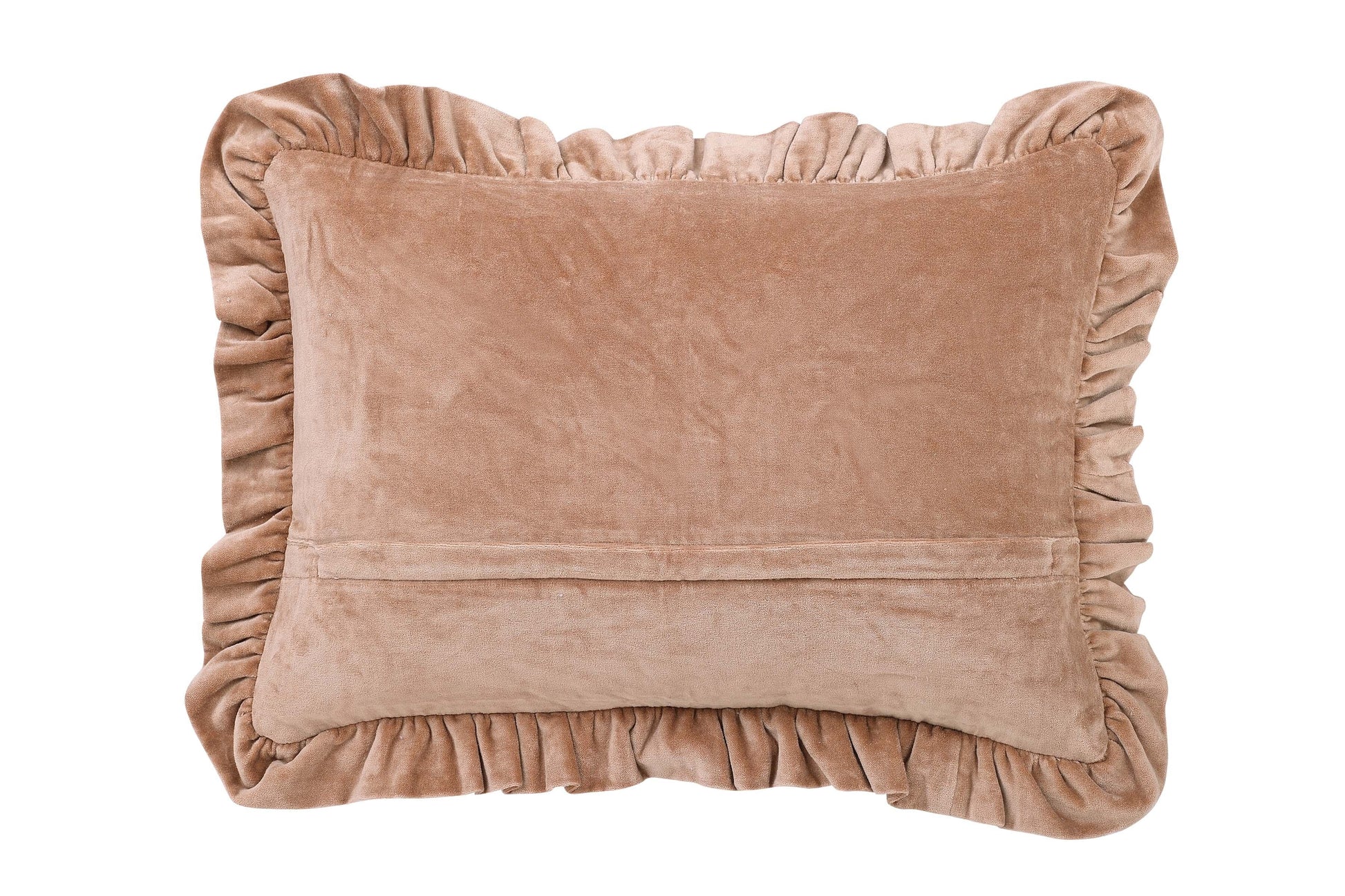 Casa Amarosa Solid Velvet Frilled Cushion, Dusty Pink 14x20 Inch CUSHIONS Casa Amarosa