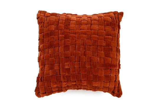 Checked Velvet Throw Pillow Cover Throw Pillows Casa Amarosa Rust