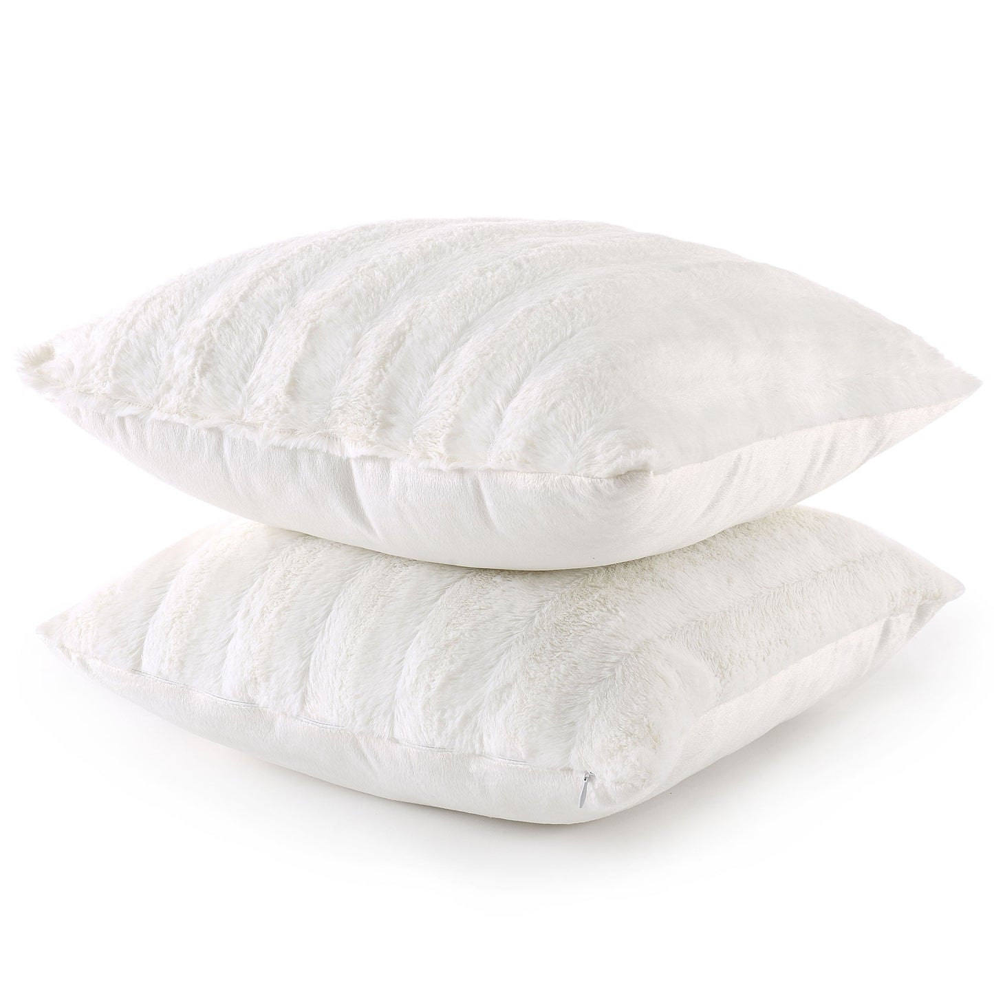 Cheer Collection Faux Fur Square Decorative Pillow 18x18 (Set of 2)