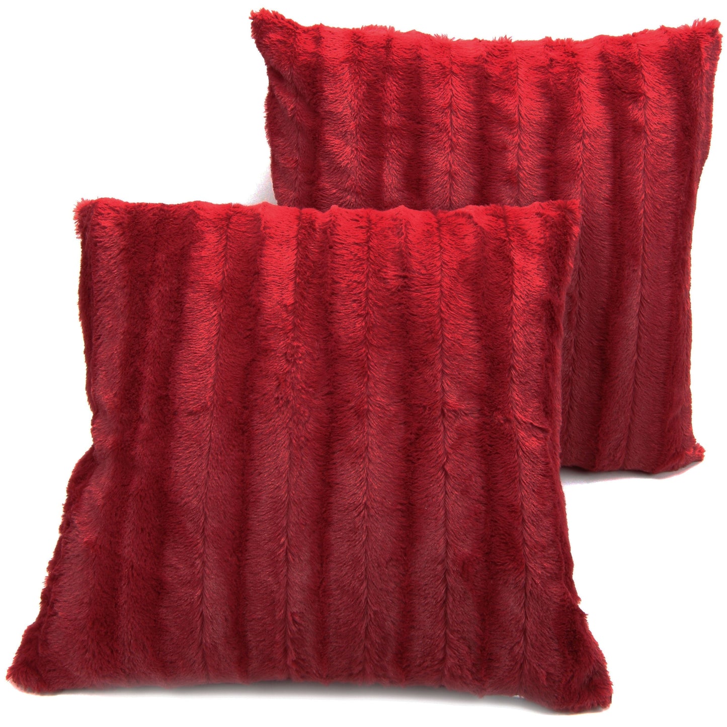 Cheer Collection Faux Fur Square Decorative Pillow 18x18 (Set of 2)