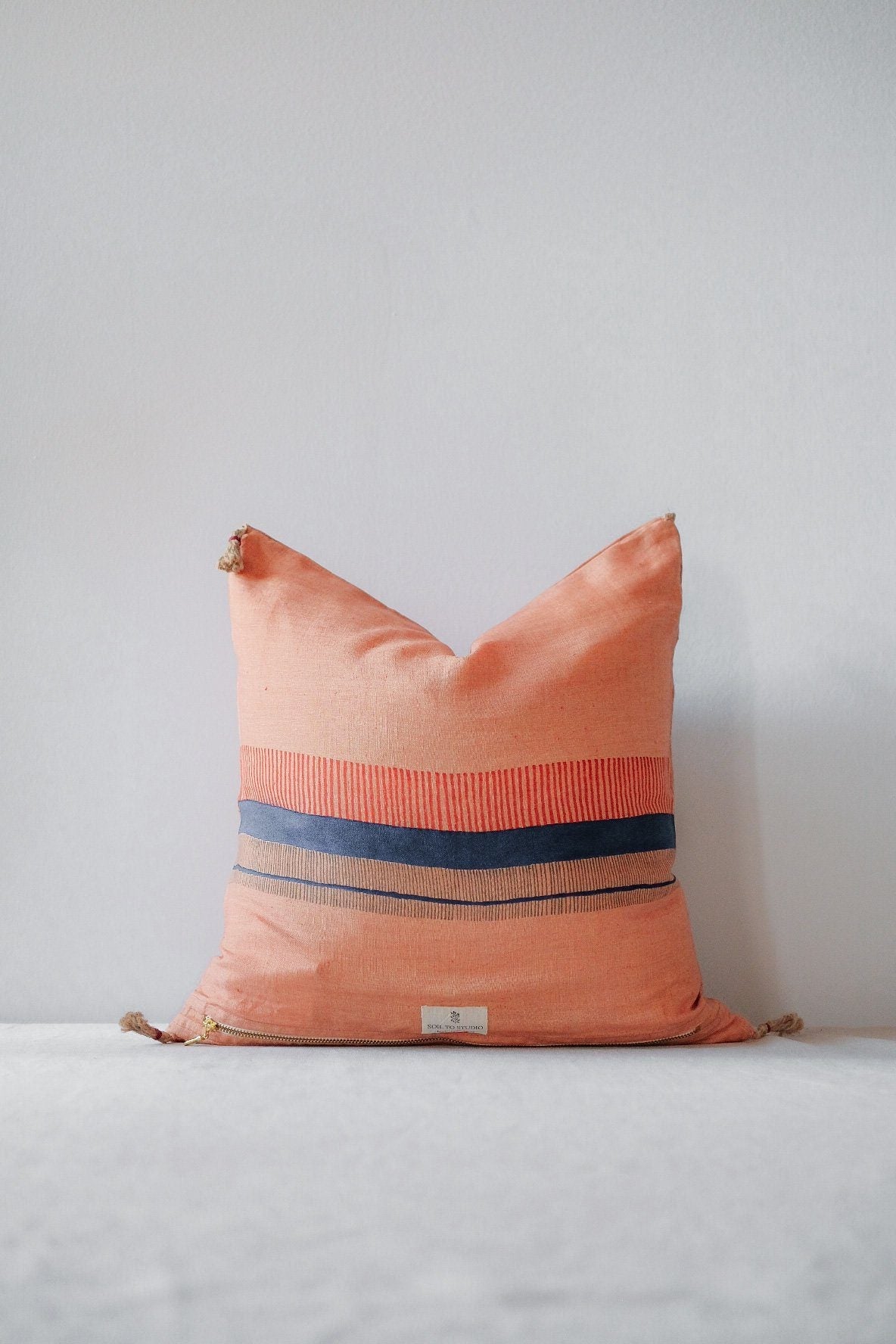 Chhavi Linen Throw Pillow Cover - Orange