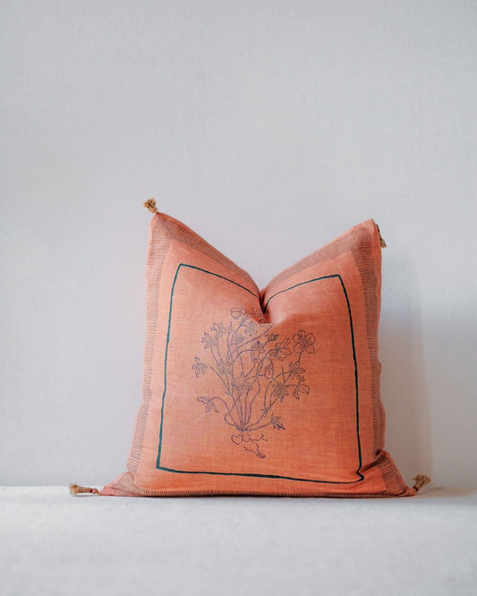 Chhavi Linen Throw Pillow Cover - Orange