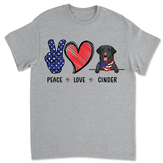 Peace Love Dog Fourth - Personalized Custom Unisex T-shirt