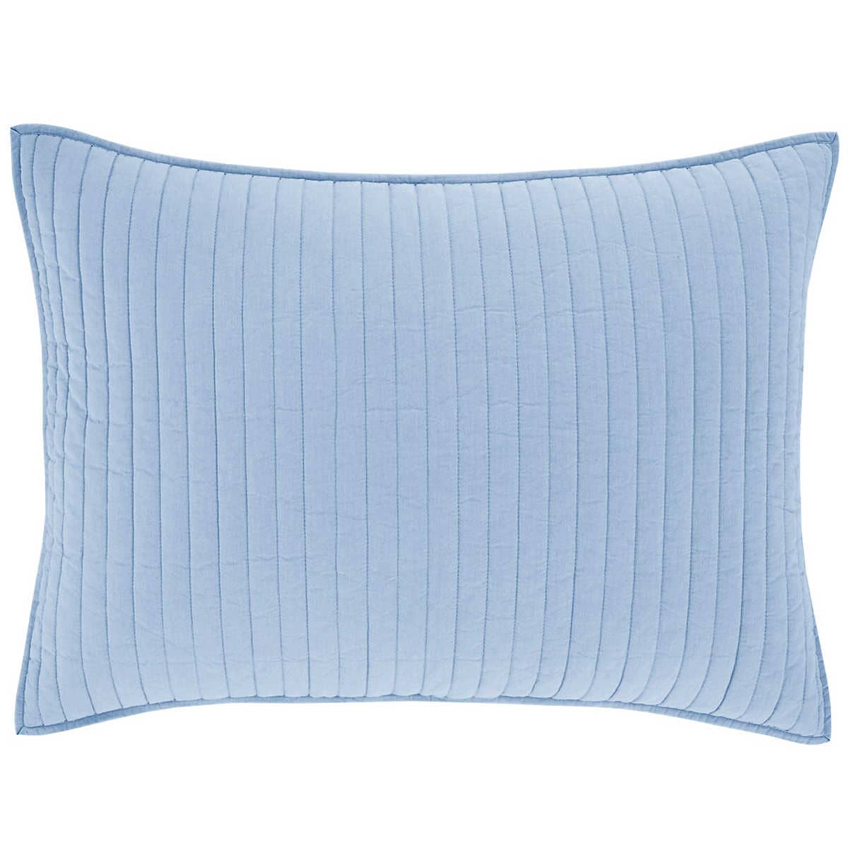 Cozy Cotton French Blue Quilted Sham Pillowcases & Shams Standard