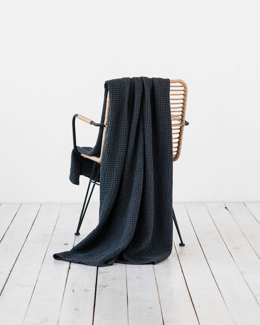 Dark gray waffle throw blanket