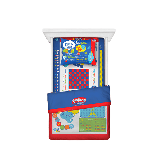 Playtime Bed Sheets Twin. 65 Fun Interactive Games & Puzzles. Blue