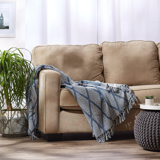 Denim Blue Tone Multi Diamond Throw