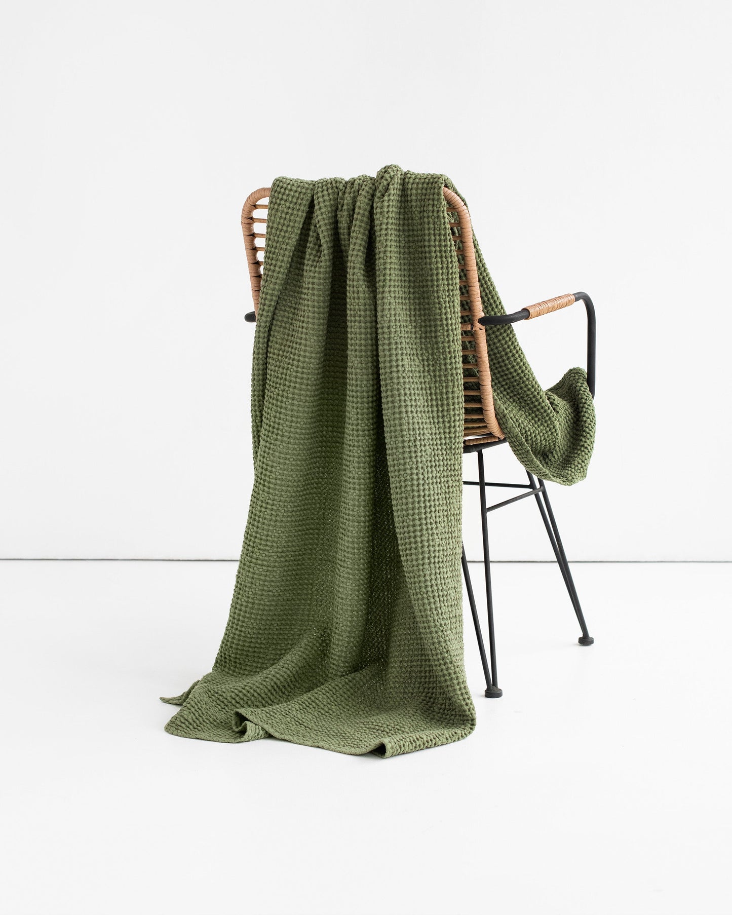 Forest green waffle throw blanket