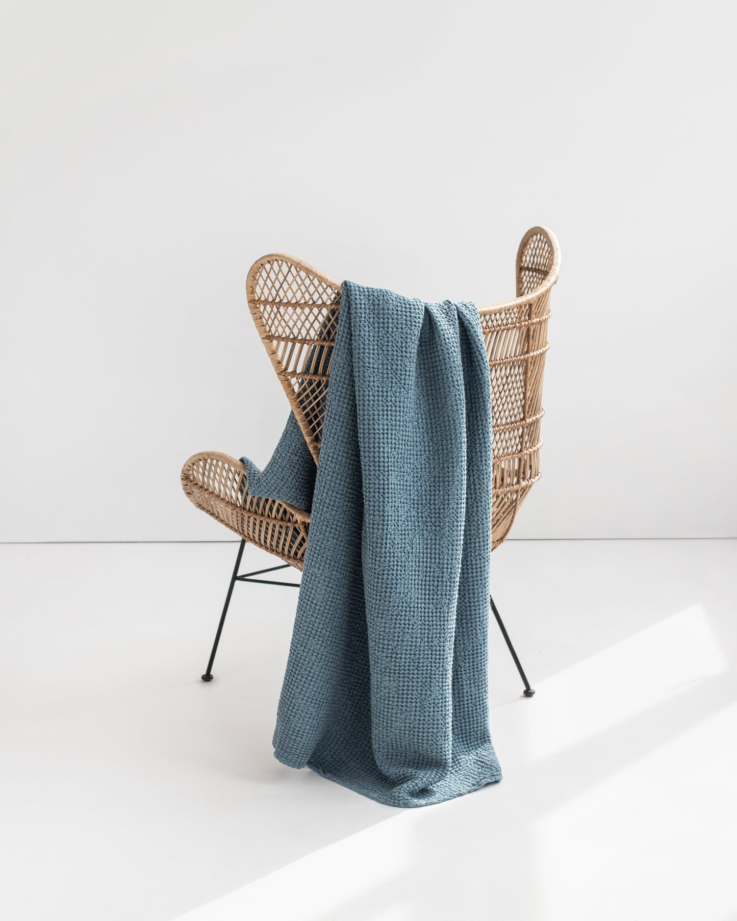 Gray blue waffle throw blanket