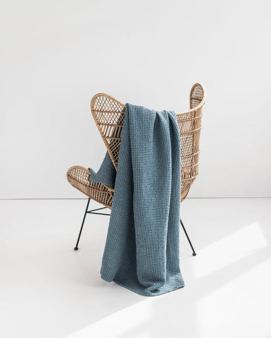 Gray blue waffle throw blanket