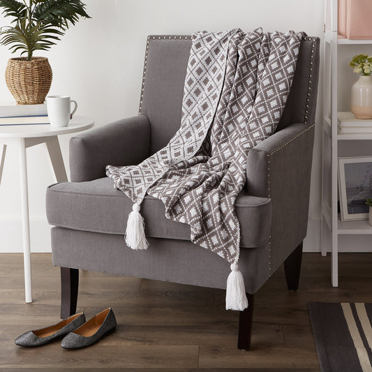 Gray Diamond Lattice Throw
