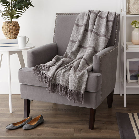 Gray Stripe Homespun Throw