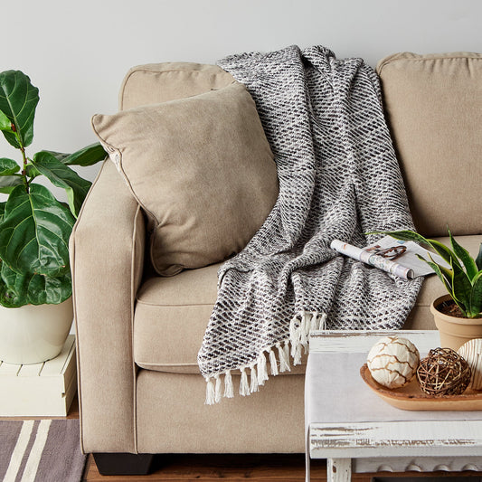 Gray Tone Diagonal Stripe Acrylic Throw