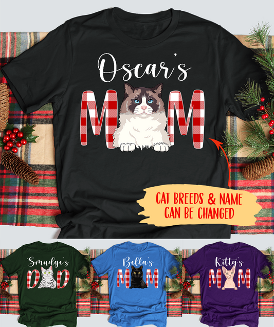 Christmas Cat Mom/Dad - Personalized Custom Unisex T-shirt