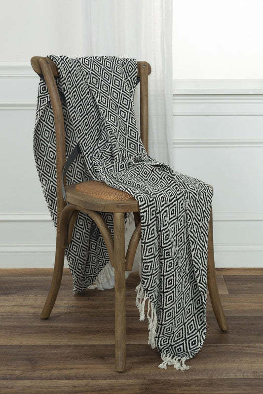 Hand-loomed-Diamond-100%-Cotton-Throw-Throw-Blankets