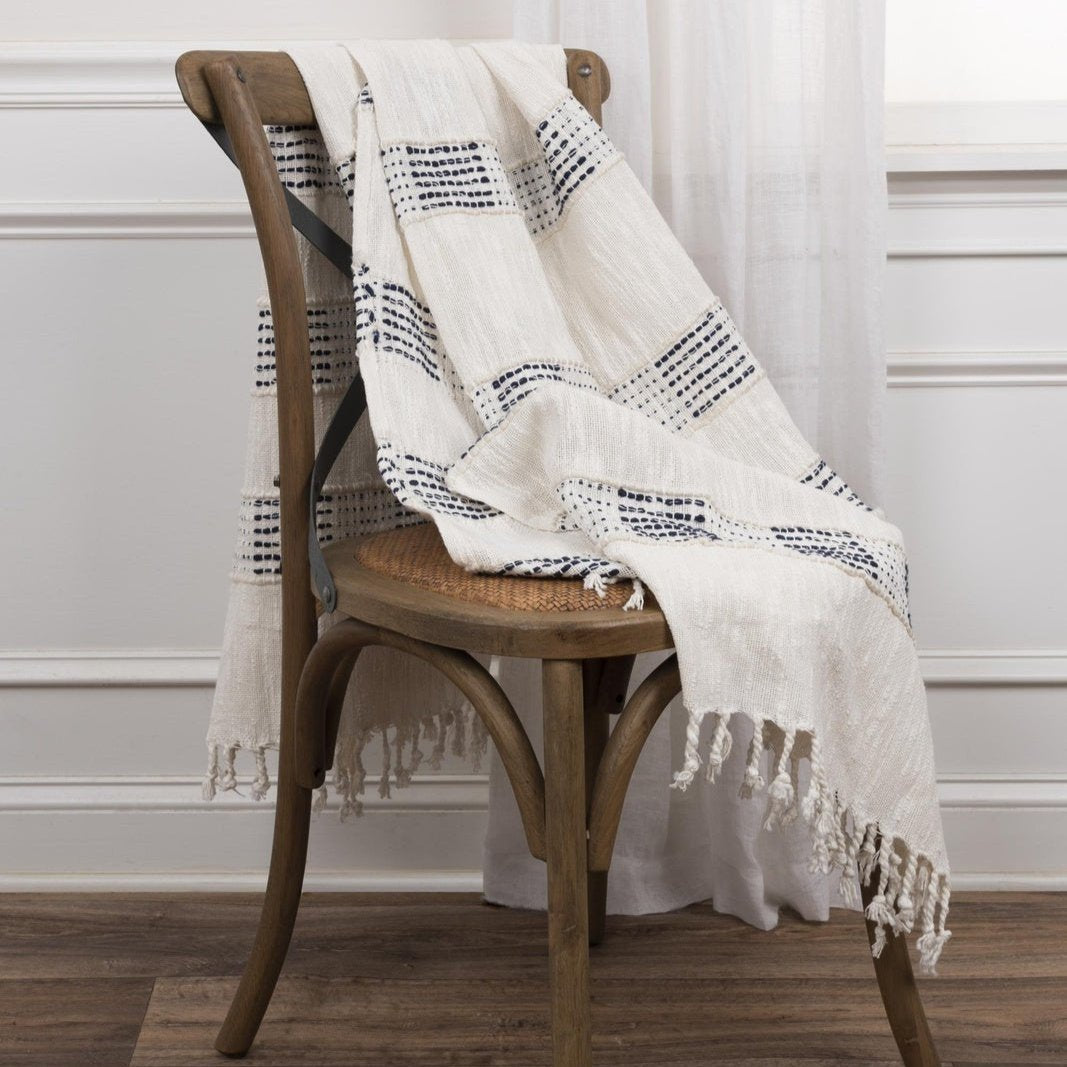 Hand loomed Stripe 95% Cotton/5 % Acrylic Throw - Pier 1
