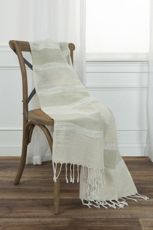 Hand-loomed-Stripe-And-Chevron-90%-Cotton,-10%-Acrylic-Throw-Throw-Blankets