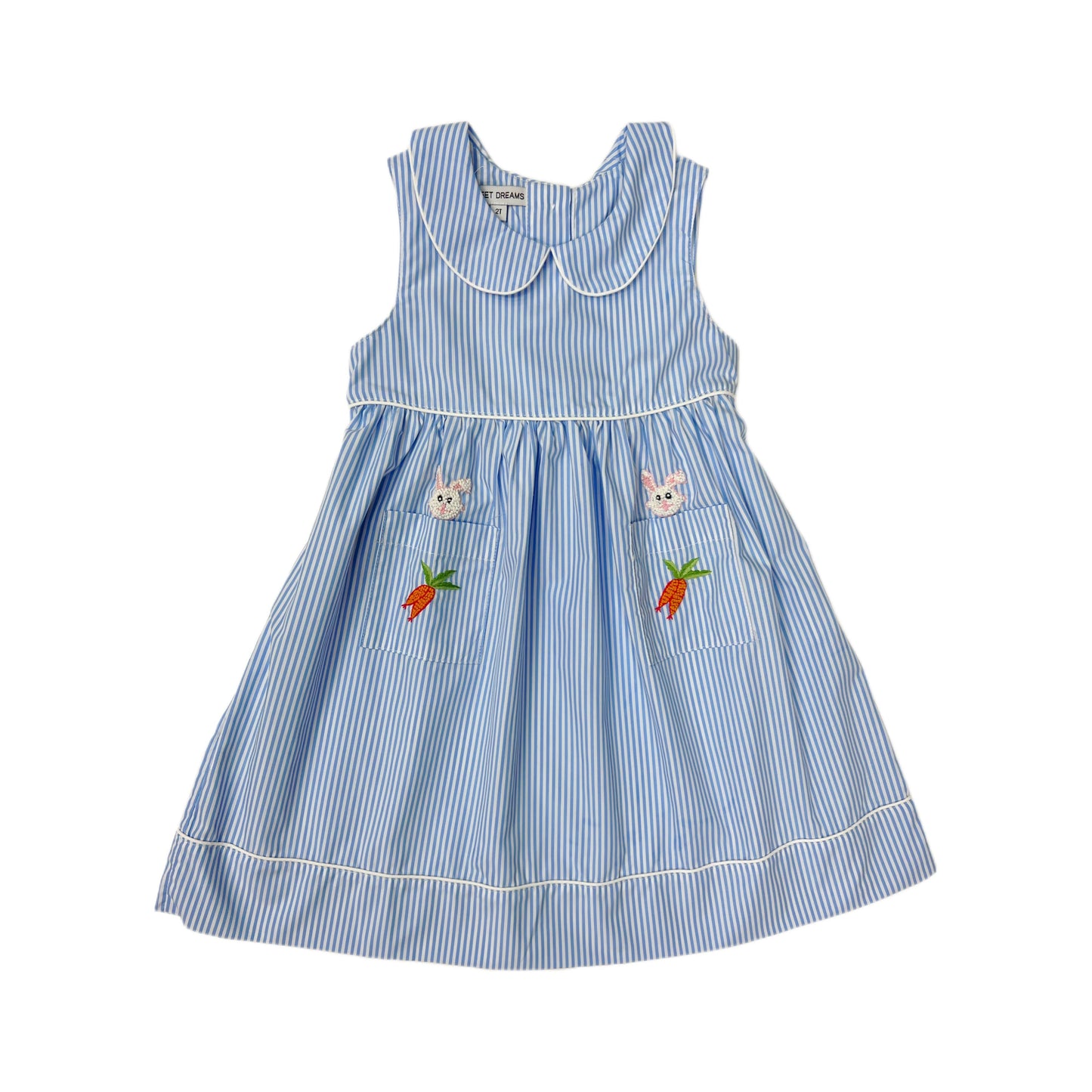 Blue Stripe Bunny & Carrots Dress