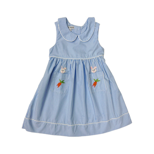 Blue Stripe Bunny & Carrots Dress