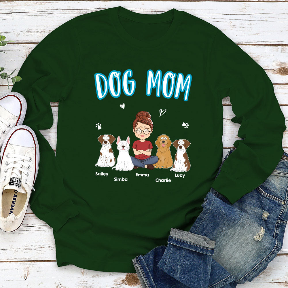 A Dog Mom - Personalized Custom Long Sleeve T-shirt