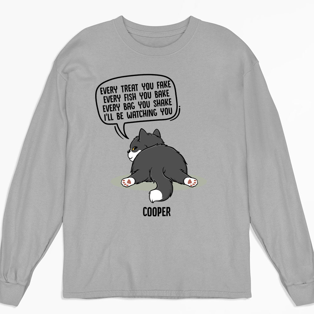 Watching You Cat Butt - Personalized Custom Long Sleeve T-shirt