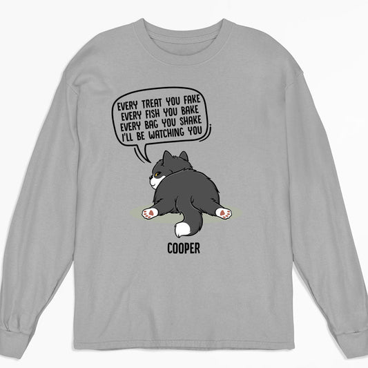 Watching You Cat Butt - Personalized Custom Long Sleeve T-shirt