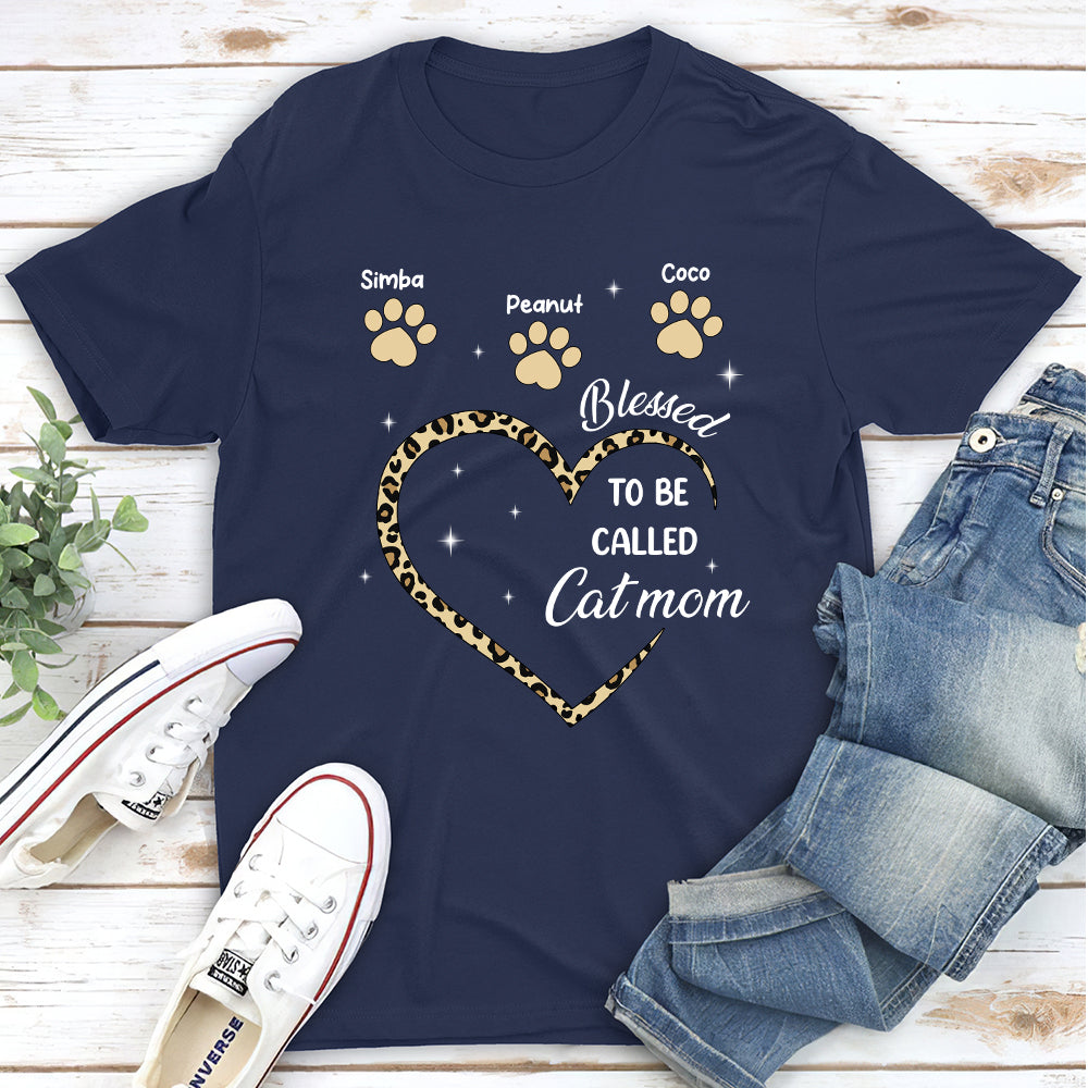 Blessed To Be Called Cat Mom - Personalized Custom Unisex T-shirt