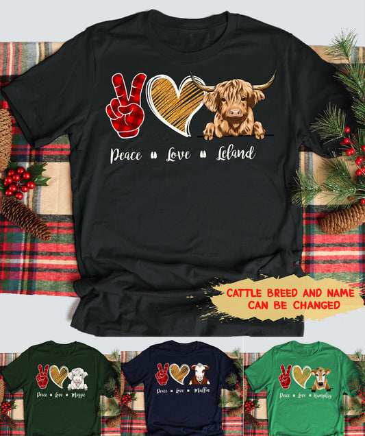 Peace Love Moo - Personalized Custom Unisex T-shirt