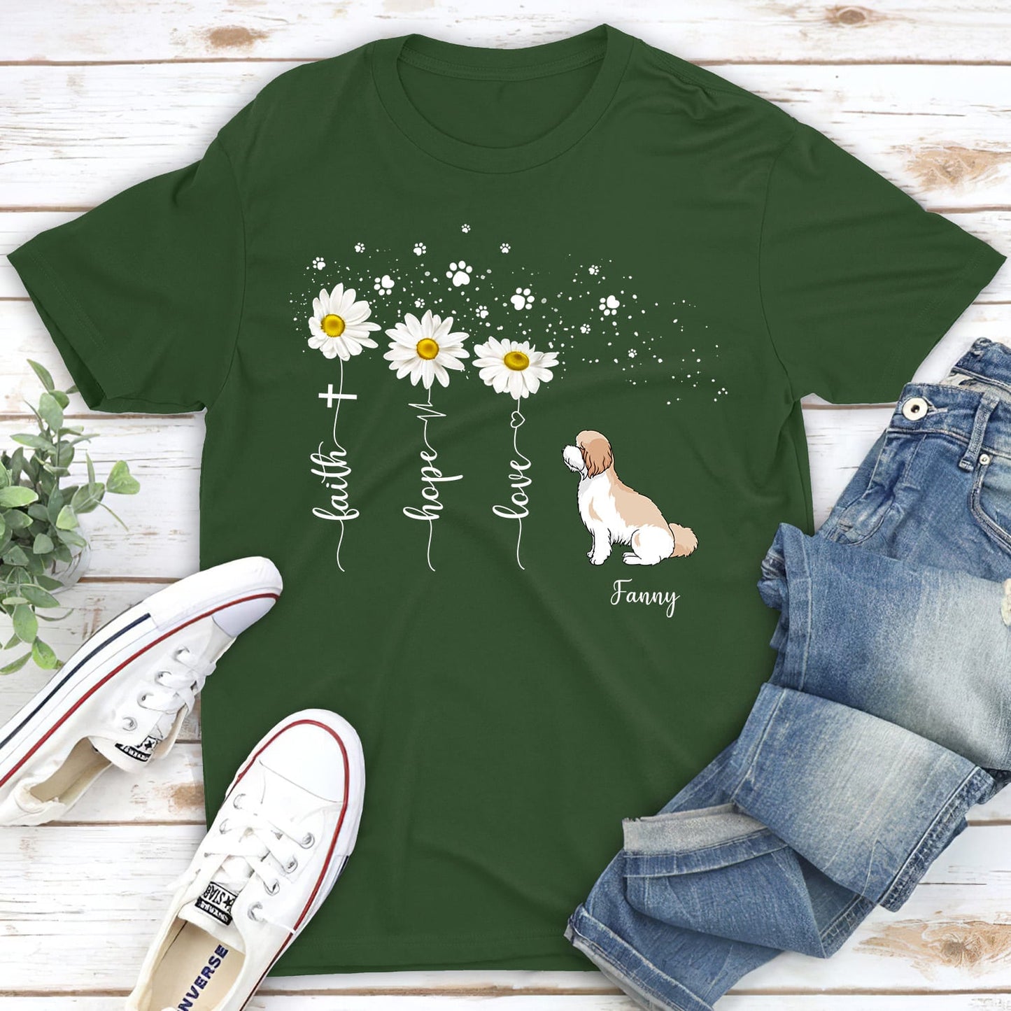 Faith Hope Love Flower - Personalized Custom Unisex T-shirt
