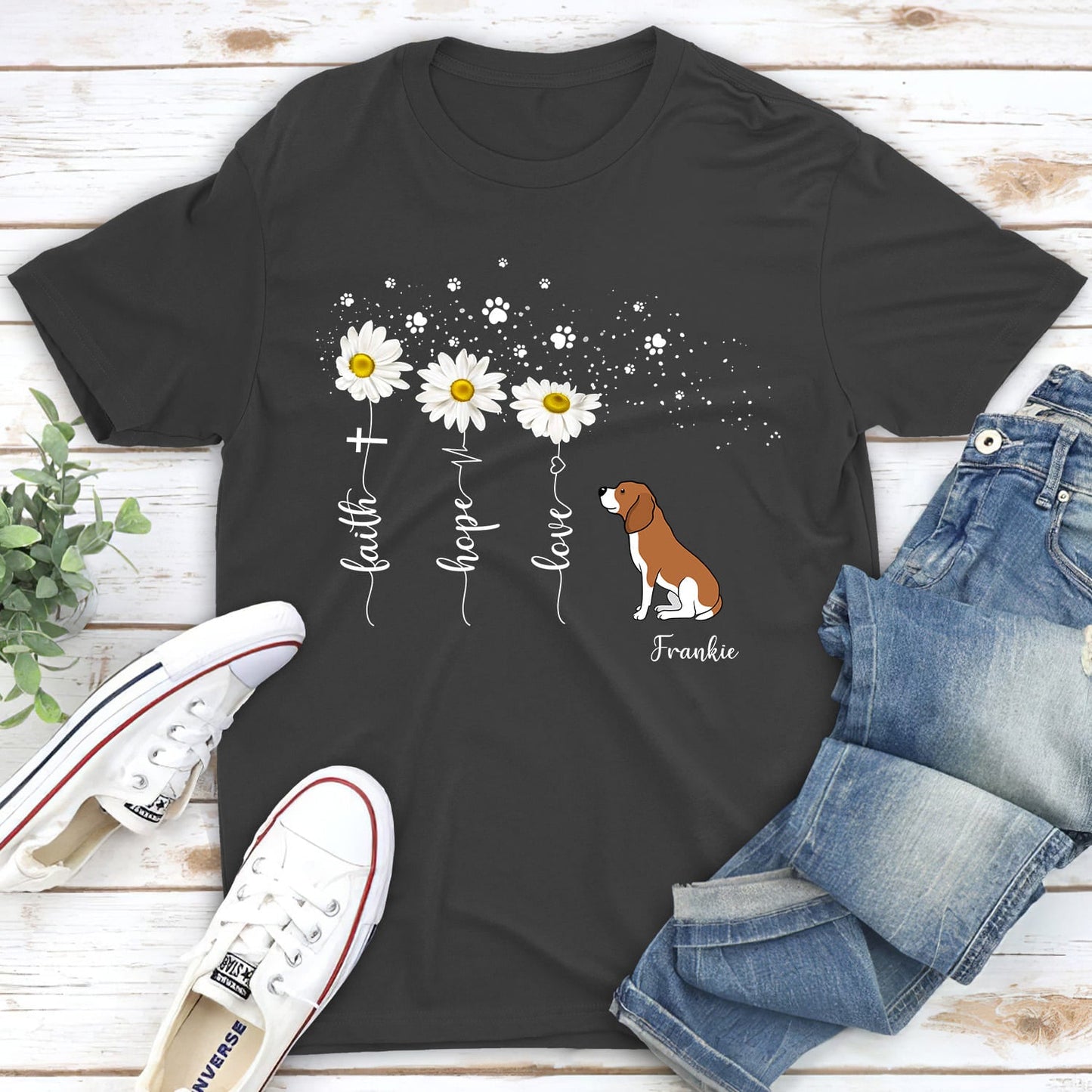 Faith Hope Love Flower - Personalized Custom Unisex T-shirt