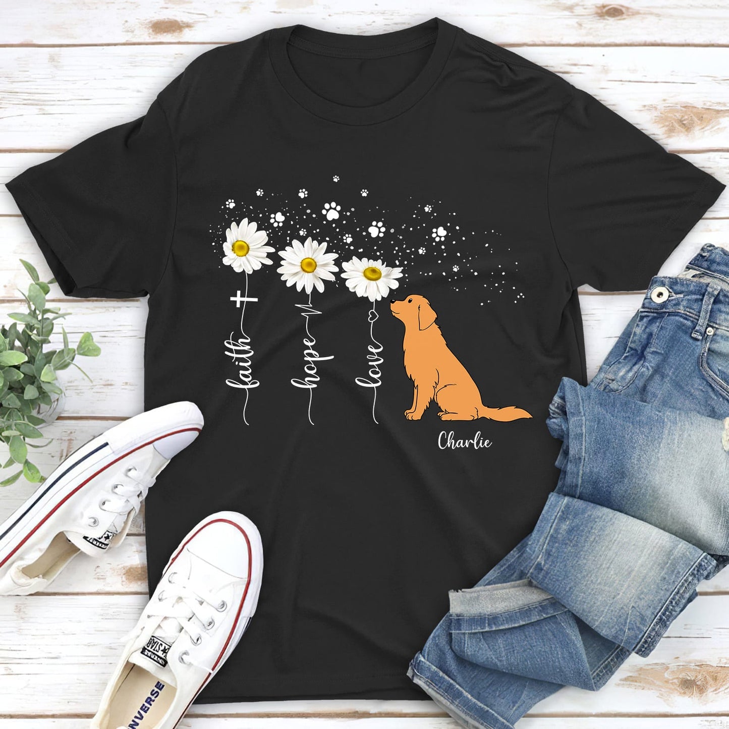 Faith Hope Love Flower - Personalized Custom Unisex T-shirt