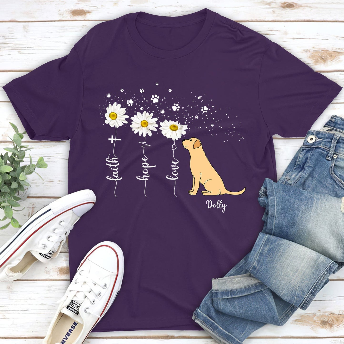Faith Hope Love Flower - Personalized Custom Unisex T-shirt