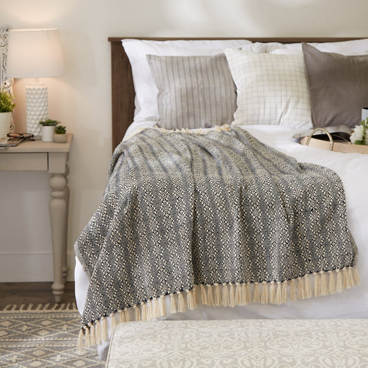 Navy Diamond Stitch Throw