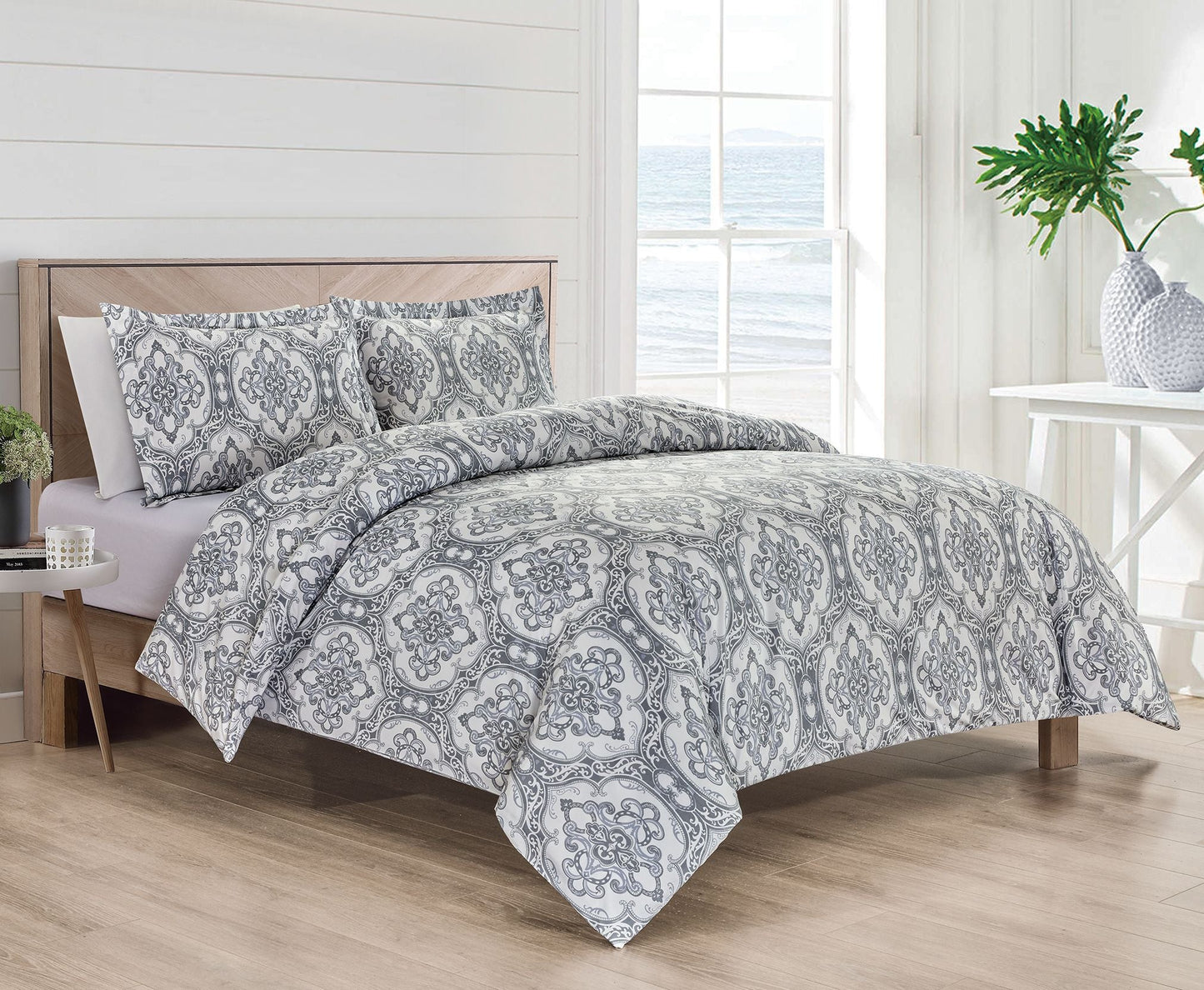 1800 Damask 3 Piece Egyptian Duvet Cover Set