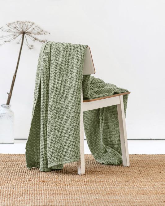 Pistachio green waffle throw blanket