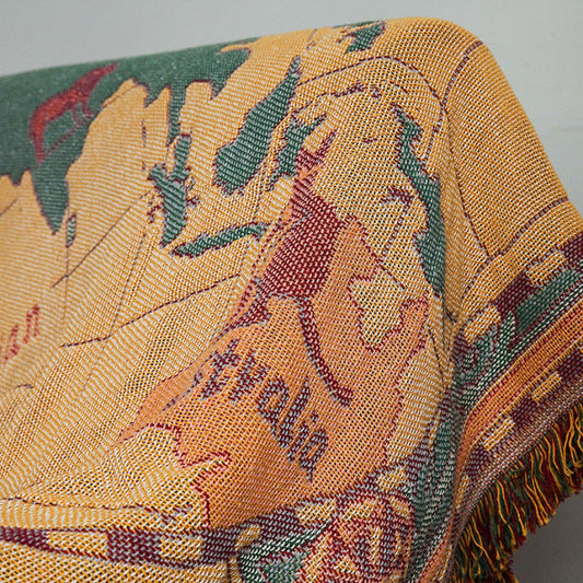 Bohemian World Map Cotton Sofa Plaids Blanket