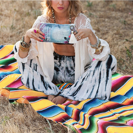 Boho Ethnic Tassels Throw Beach Blanket