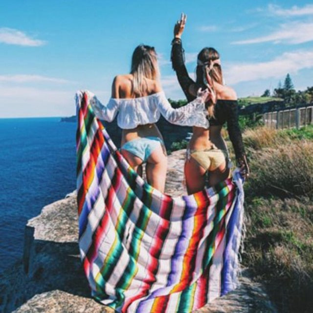 Boho Ethnic Tassels Throw Beach Blanket