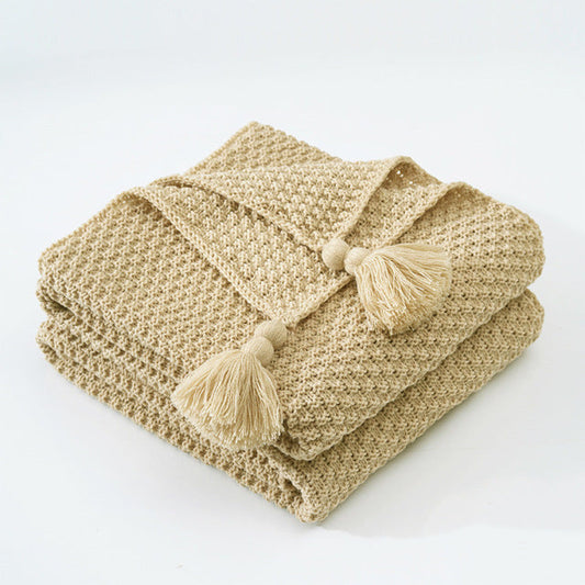 Tassel Knitted Ball Woolen Sofa Super Warm Cozy Throw Blankets