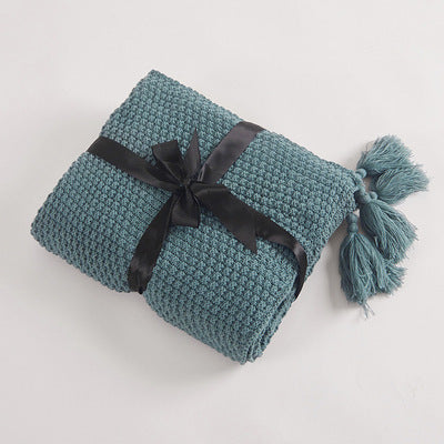 Tassel Knitted Ball Woolen Sofa Super Warm Cozy Throw Blankets