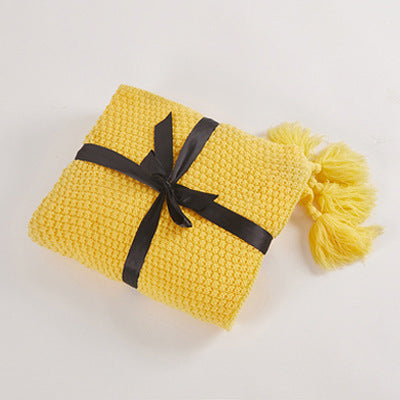 Tassel Knitted Ball Woolen Sofa Super Warm Cozy Throw Blankets