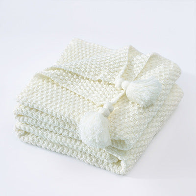 Tassel Knitted Ball Woolen Sofa Super Warm Cozy Throw Blankets