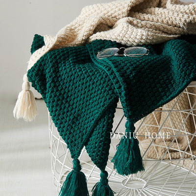 Tassel Knitted Ball Woolen Sofa Super Warm Cozy Throw Blankets
