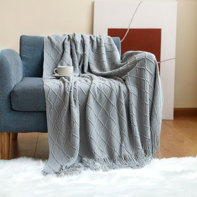Nordic Plaid Tapestry Knitted Throw Thread Blankets